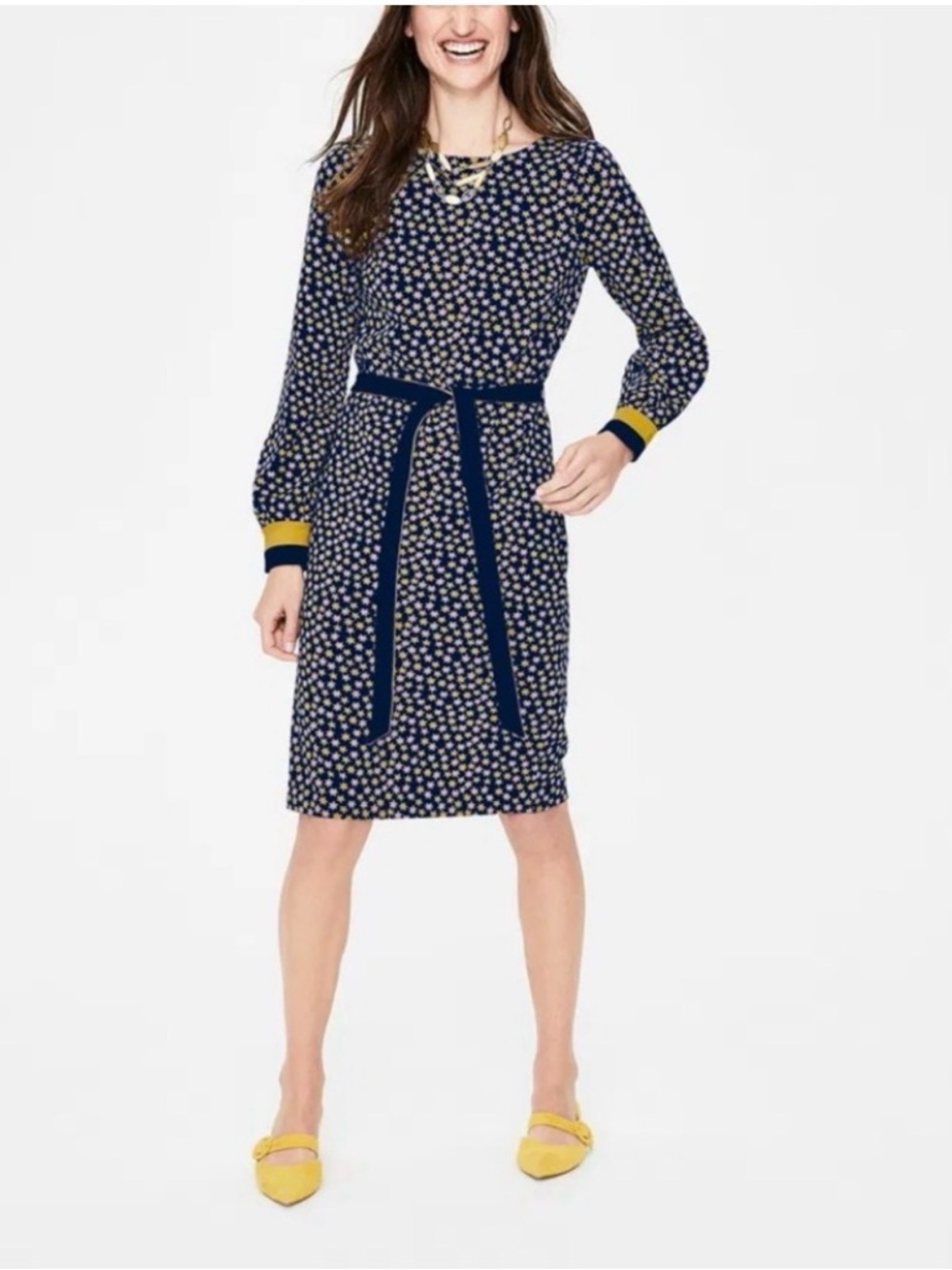 Boden "Fawn" Jersey Dress - Navy Multi Star Print - Size 6R